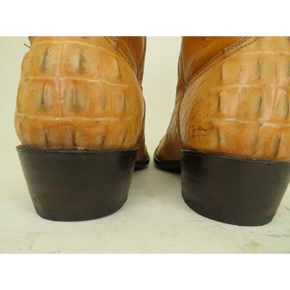 Black Jack Mens Size 6 EE American Alligator Head Cut Inlay Tan Cowboy Boots main image 11